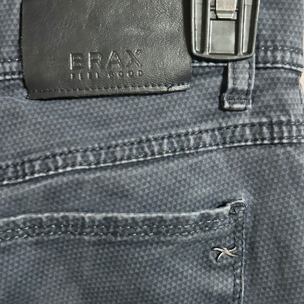 Brax Men's Cooper Fancy Regular‎ Fit Trousers Gray Blue Size 34x30 - Picture 8 of 9